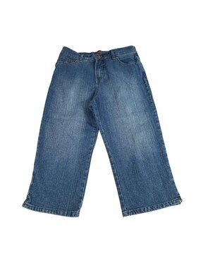 Gloria Vanderbilt Belt Capri Jeans Womens 8 Comfort Casual Mid-Rise Blue Denim